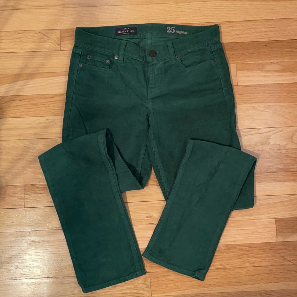 J Crew Hunter Green Matchstick Corduroy Pants